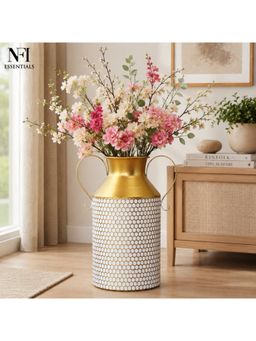 NFI Essentials - Metal Flower Vase With Dual Handles For Home Decor
