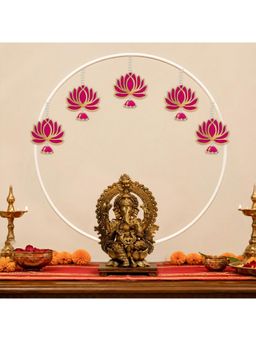 Special You - 6 Pcs Ganesh Chaturthi Kit With White Round Stand & Lotus Hangings