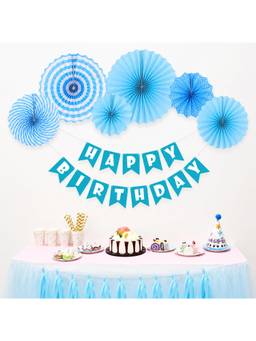 Special You - Blue Birthday Kit With Banner & Paper Fans (8 Pcs)