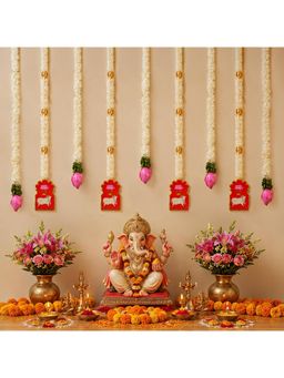 Special You - 9 Pcs Ganpati Kit With Cow Hangings & Lotus Bud Hangings For Pooja