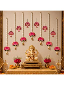 Special You - Lotus Hanging Set With Moti Lotus Hangings For Ganesh Chaturthi & Pooja (6 Pcs)