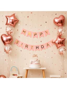 Special You - Rose Gold Birthday Kit With Confetti, Heart & Star Foil Balloons (10 Pcs)