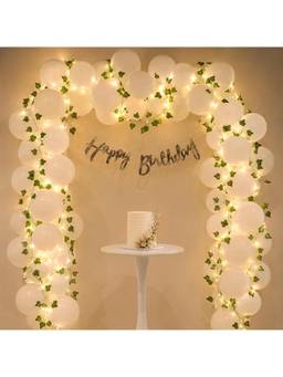 Special You - Birthday Kit With White Balloons, Green Wine & Silver Banner (30 Pcs)