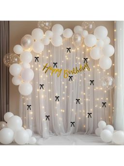 Special You - White & Gold Birthday Kit With Balloons, Confetti Balloons, Banner & Net Curtains