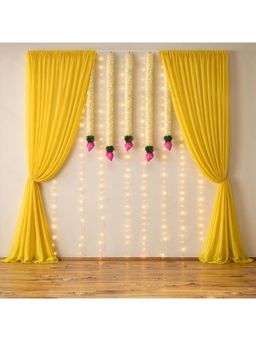 Special You - Ganesh Chaturthi Kit With Yellow Curtain Backdrop, Green Vines, Lotus Hanging (11 Pcs)