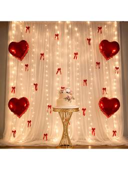 Special You - Romantic Room Kit With Red Heart Foil Balloons, Net Curtains & Ribbon (13 Pcs)