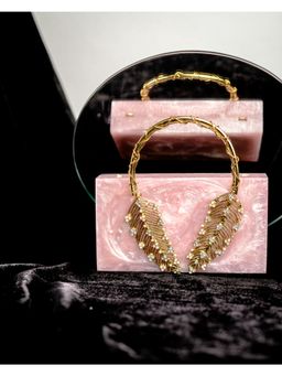 NR by Nidhi Rathi - Pink Solid Party Box Clutches with Attractive Brass Handle