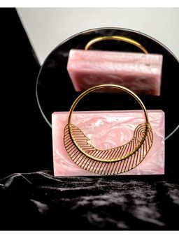 NR by Nidhi Rathi - Pink Solid Party Box Clutches with Attractive Brass Handle