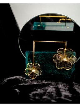 NR by Nidhi Rathi - Green Solid Party Box Clutches with Attractive Brass Handle