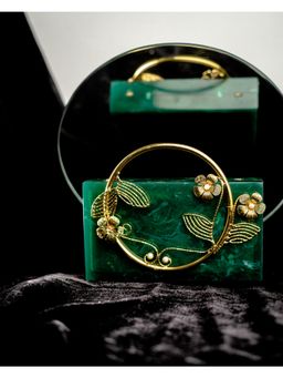 NR by Nidhi Rathi - Green Solid Party Box Clutches with Attractive Brass Handle
