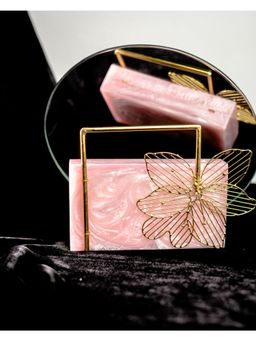 NR by Nidhi Rathi - Pink Solid Party Box Clutches with Attractive Brass Handle