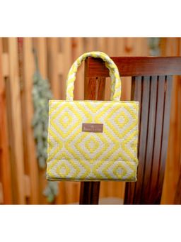 NR by Nidhi Rathi - Yellow & White Self Design Small Shoulder Bags