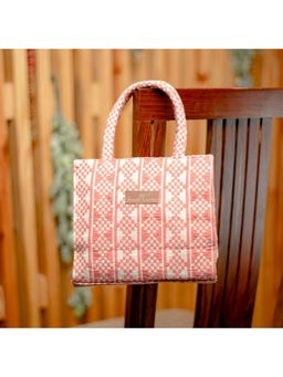 NR by Nidhi Rathi - Peach & White Self Design Small Shoulder Bags