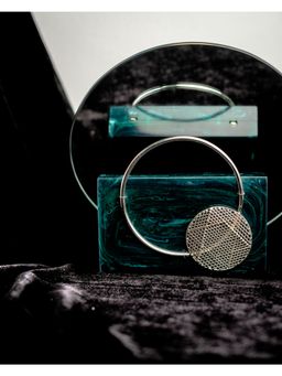 NR by Nidhi Rathi - Green Solid Party Box Clutches with Attractive Brass Handle