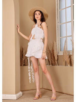SEORAA - Last Round White Cotton Textured Co-ord Set