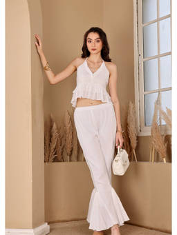 SEORAA - Pour Decision White Cotton Textured Co-ord