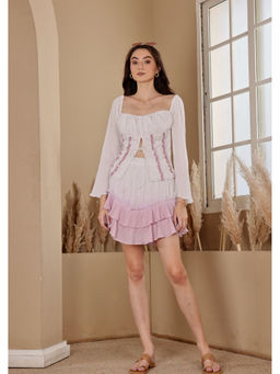 SEORAA - Tonights Trouble White Cotton Ombre Co-ord Set