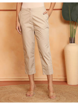 Fabindia - Beige Cotton Slim Fit Stretch Pant