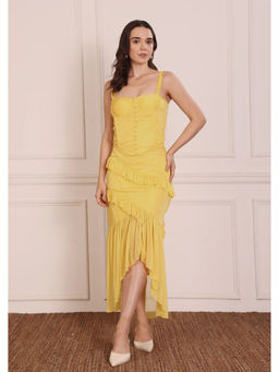 SEORAA - Maribelle Yellow Chiffon Solid Co-ord Set