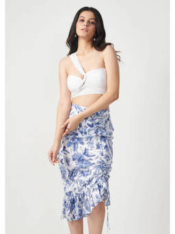 SEORAA - Purr Fect Play Blue Georgette Floral Co-ord Set