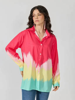 SHOWOFFFF - Women's Colorblock Print Multicolor Shirt