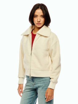 Calvin Klein - Straight Fit Polyester Spread Collar Shearling Jacket