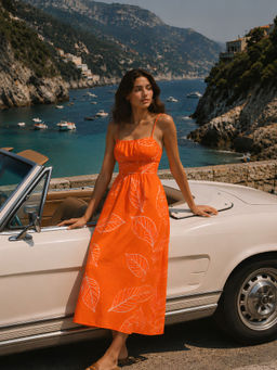 STREET 9 - Orange Printed Maxi Dress
