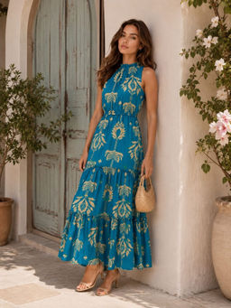 STREET 9 - Blue Printed Maxi Dress