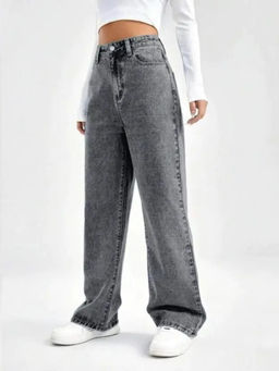 VBEAUTI - Women Wide leg Stretchable High Rise Jeans