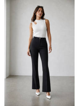 Virgio - Black Women Solid Cotton Straight Fit Pant