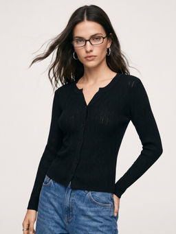 Outzidr - Black Abstract Textured Top