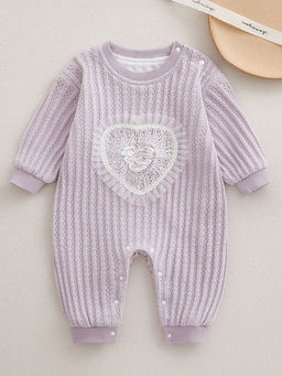 Hopscotch - Girls Grey Textured Full Sleeve Bodysuit