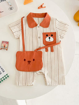 Hopscotch - Stripe Print Romper with Bag