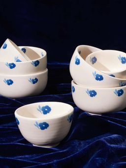 Amalfiee Ceramics - Blue Ivy Ceramic Soup Bowls (Pack of 4)