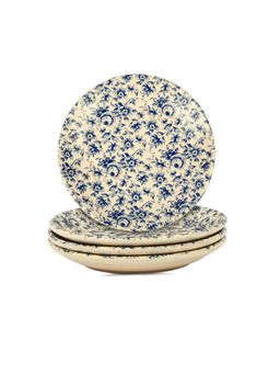 Amalfiee Ceramics - Neelambar Floral Ceramic Quarter Plates (Pack of 4)
