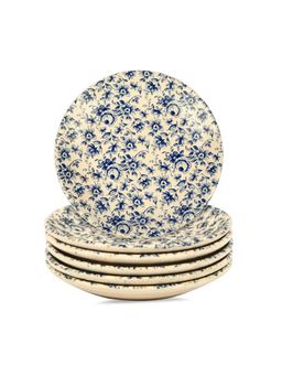 Amalfiee Ceramics - Neelambar Floral Ceramic Quarter Plates (Pack of 6)