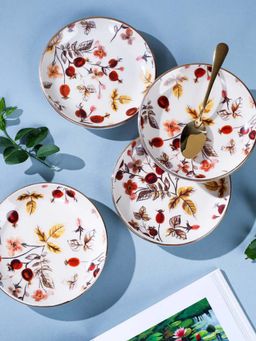 Amalfiee Ceramics - Anaara Floral Printed Quarter Plates (Pack of 4)