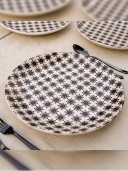 Amalfiee Ceramics - Shatranj Maharaja Printed Dinner Plates (Pack of 4)