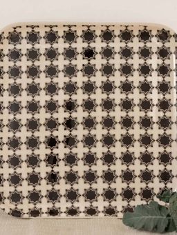 Amalfiee Ceramics - Shatranj Maharaja Printed Ceramic Square Platters (Pack of 2)