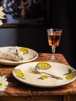 Amalfiee Ceramics - Zesty Lime Printed Dinner Platess (Pack of 2)