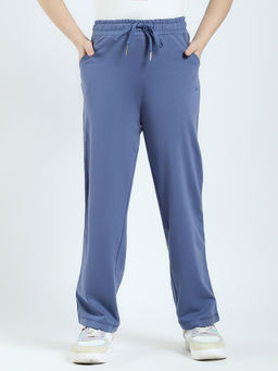 Monte Carlo - Girls Blue Solid Regular Fit Track Pants
