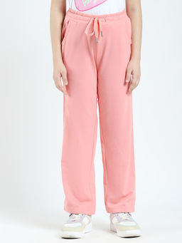 Monte Carlo - Girls Peach Solid Regular Fit Track Pants