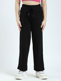 Monte Carlo - Girls Black Solid Regular Fit Track Pants