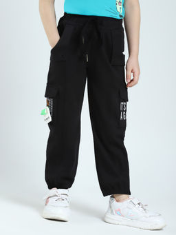 Monte Carlo - Girls Black Solid Regular Fit Joggers