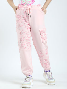 Monte Carlo - Girls Pink Printed Regular Fit Joggers