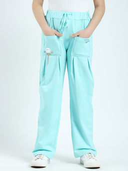 Monte Carlo - Girls Green Printed Regular Fit Track Pants