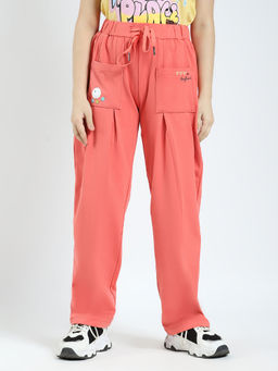 Monte Carlo - Girls Coral Printed Regular Fit Track Pants