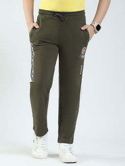 Monte Carlo - Boys Olive Solid Regular Fit Track Pants