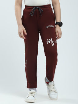 Monte Carlo - Boys Maroon Solid Regular Fit Track Pants
