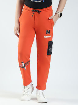 Monte Carlo - Boys Orange Solid Regular Fit Track Pants